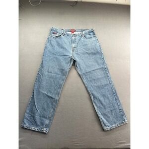 Chaps Denim Jeans Mens 40x30 Blue Straight Leg 100% Cotton Zip Fly 5 Pocket